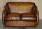 Art Deco Hand Dyed Brown Leather Sofas by Harry & Lou Epstein, Set of 2, Image 3