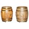 Antique Carved Upcycled Barrel Bars or Side Tables, Set of 2 1