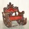 Italian Hand Carved Fruitwood & Leather Rocking Armchair, 1850s, Image 2