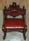 Italian Hand Carved Fruitwood & Leather Rocking Armchair, 1850s 13