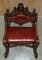 Italian Hand Carved Fruitwood & Leather Rocking Armchair, 1850s, Image 13