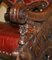 Italian Hand Carved Fruitwood & Leather Rocking Armchair, 1850s 10