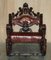 Italian Hand Carved Fruitwood & Leather Rocking Armchair, 1850s, Image 3