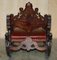 Italian Hand Carved Fruitwood & Leather Rocking Armchair, 1850s 16