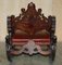 Italian Hand Carved Fruitwood & Leather Rocking Armchair, 1850s, Image 16