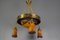 rt Nouveau French Brass Chandelier with Pâte De Verre Glass by Noverdy, 1920s 5