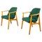 Mid-Century Modern Danish Armchairs in Forest Green Fabric and Wood, 1960s, Set of 2 1
