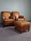Leather Armchairs and Footstool from Lounge Atelier, Set of 3 2