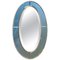 Ovaler blau getäfelter Spiegel mit Messingrahmen, 2000 1