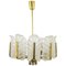 Mid-Century Glass Leaves Brass Chandelier by Carl Fagerlund for Orrefors, 1950s 1