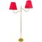 Mid-Century Brass Floor Lamp with 2 Arms attributed to Josef Frank, Austria, 1950s, Image 1