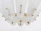 Mid-Century Brass Chandelier with White Textured Glass Lamp Shades attributed to J. T. Kalmar for Kalmar, 1950s 5