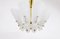 Mid-Century Brass Chandelier with White Textured Glass Lamp Shades attributed to J. T. Kalmar for Kalmar, 1950s 4