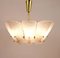 Mid-Century Brass Chandelier with White Textured Glass Lamp Shades attributed to J. T. Kalmar for Kalmar, 1950s 10