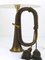 Brass Trumpet Horn Hunting Table Lamps with White Lampshades, 1950s, Set of 2, Image 8