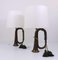 Brass Trumpet Horn Hunting Table Lamps with White Lampshades, 1950s, Set of 2, Image 3