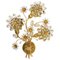 Large Gilt Brass Flower Wall Light with Faceted Crystals from Palwa, Germany, 1970s, Image 1