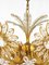 Flower Palm Tree Kronleuchter aus Vergoldetem Messing & Kristallglas von Palwa, Deutschland, 1970er 8