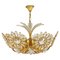 Flower Palm Tree Chandelier in Gilt Brass and Crystals from Palwa, Germany, 1970s 1