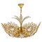 Flower Palm Tree Chandelier in Gilt Brass and Crystals from Palwa, Germany, 1970s, Image 1