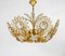 Flower Palm Tree Chandelier in Gilt Brass and Crystals from Palwa, Germany, 1970s 7