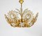 Flower Palm Tree Chandelier in Gilt Brass and Crystals from Palwa, Germany, 1970s, Image 7