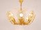 Flower Palm Tree Chandelier in Gilt Brass and Crystals from Palwa, Germany, 1970s 5