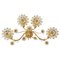 Large Gilt Brass & Crystals Flower Wall Light from Palwa, 1970s 1