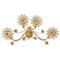 Large Gilt Brass & Crystals Flower Wall Light from Palwa, 1970s, Image 1