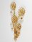 Lámpara de pared con flores grande de latón dorado y cristales de Palwa, años 70, Imagen 11