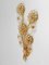 Lámpara de pared con flores grande de latón dorado y cristales de Palwa, años 70, Imagen 8