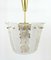 Mid-Century Brass & Textured Glass Pendant Light from Kalmar, Austria, 1950s 2