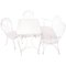 Panca da giardino Mid-Century in ferro bianco, tavolo e sedie di Karasek, Austria, anni '50, set di 4, Immagine 1