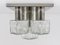 Square Flush Mount Ceiling Lamp with Five Ice Glass Cubes attributed to J. T. Kalmar for Kalmar, Austria, 1960s 9