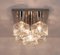 Square Flush Mount Ceiling Lamp with Five Ice Glass Cubes attributed to J. T. Kalmar for Kalmar, Austria, 1960s 3