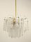 Lámpara de araña Icicle de latón de vidrio helado atribuida a Kinkeldey, Alemania, años 60, Imagen 6