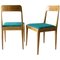 Chaises A7 Modernistes en Bois avec Tapisserie en Tissu Vert attribuées à Carl Auböck, 1950s, Set de 2 1