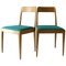 Modernist Wooden Chairs A7 with Green Fabric Upholstery attributed to Carl Auböck, 1950s, Set of 2 1