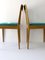 Modernistische A7 Holzstühle mit grünem Stoffbezug, Carl Auböck zugeschrieben, 1950er, 2er Set 6