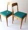 Modernistische A7 Holzstühle mit grünem Stoffbezug, Carl Auböck zugeschrieben, 1950er, 2er Set 7