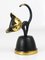 Brass Dinner Bell Displaying a Cat by Walter Bosse attributed to Hertha Baller, Austria, 1950s 4