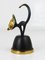 Brass Dinner Bell Displaying a Cat by Walter Bosse attributed to Hertha Baller, Austria, 1950s 2