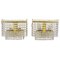 Square Gold-Plated Brass Sconces with Hand-Cut Crystals from Lobmeyr, 1970s, Set of 2 1