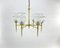 Vintage Brass and Frosted Glass Chandelier, France, 1970s 5