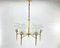 Vintage Brass and Frosted Glass Chandelier, France, 1970s 1
