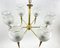 Vintage Brass and Frosted Glass Chandelier, France, 1970s 6