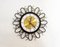 Wall Clock with Black and Gold Wrought Iron Decor, 1960s 1