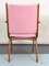 Vintage Italian Wood Accent Chair in Pink Leatherette, Italy, 1950s 8