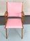 Vintage Italian Wood Accent Chair in Pink Leatherette, Italy, 1950s, Image 4