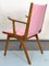 Chaise d'Appoint Vintage en Bois et Similicuir Rose, Italie, 1950s 7